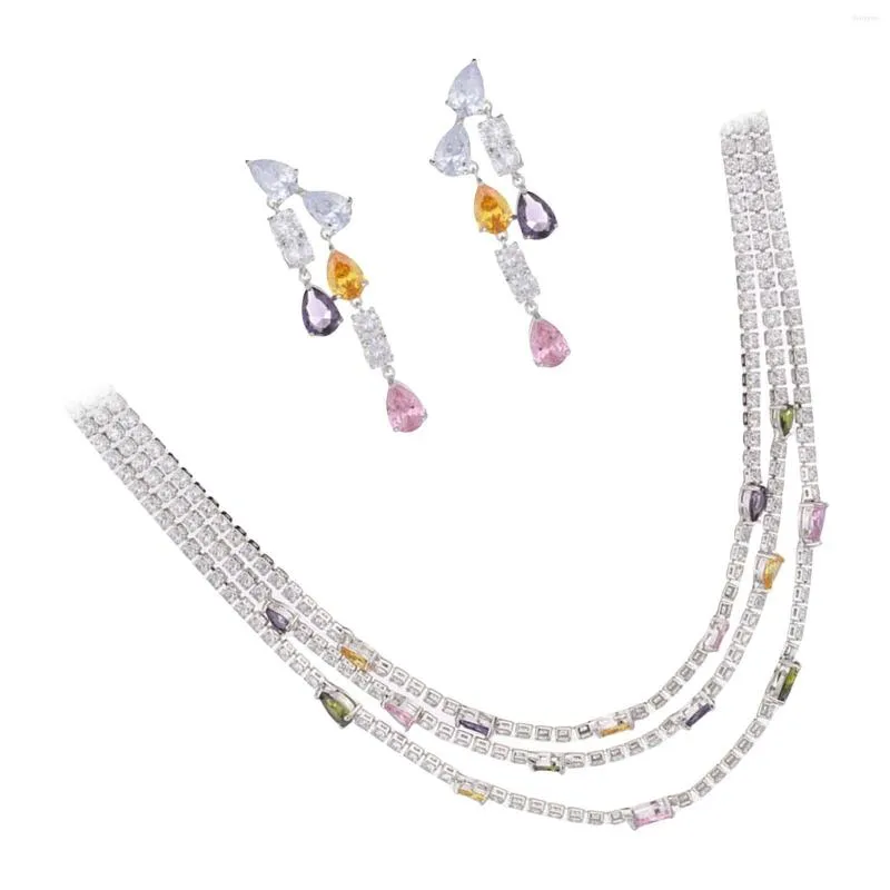 Necklace Earrings Set Earring Multilayer Choker Colorful Fashion Dainty For Women Beach Anniversary