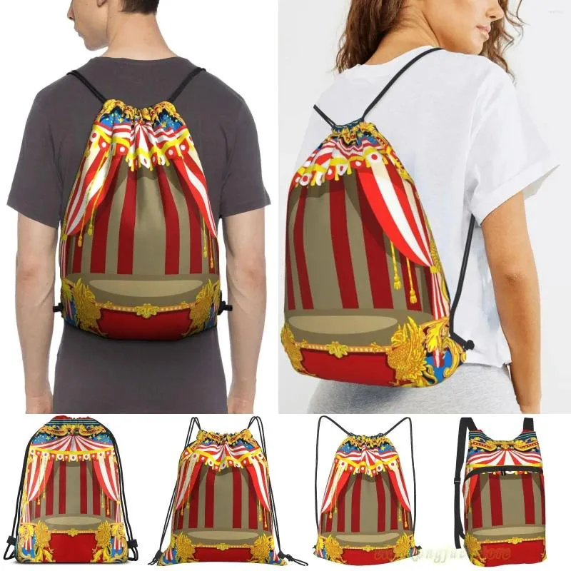 Bolsas de compras Carnival Circus Vintage Mujeres Cordón Sackpack Gimnasio Hombres Mochilas de viaje al aire libre para entrenamiento Fitness Bolsa de natación