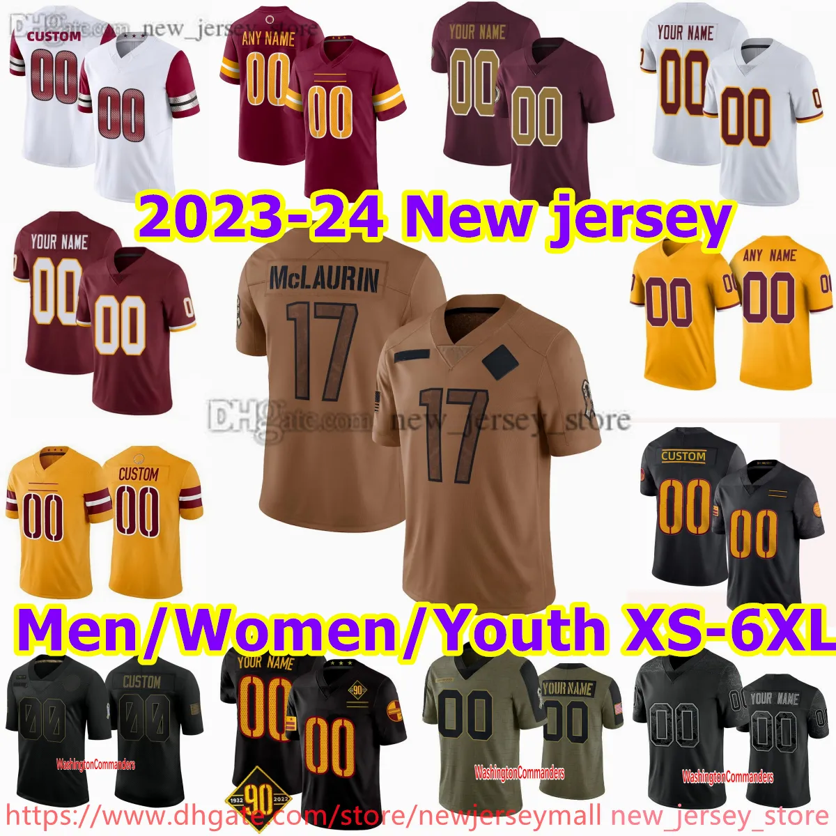 5 Jayden Daniels Jersey Custom S-6XL 17 Terry McLaurin Football Jerseys Chase Sean Taylor Jonathan Allen Jahan Dotson Sam Howell Brian Robinson Jr. Curtis Samuel