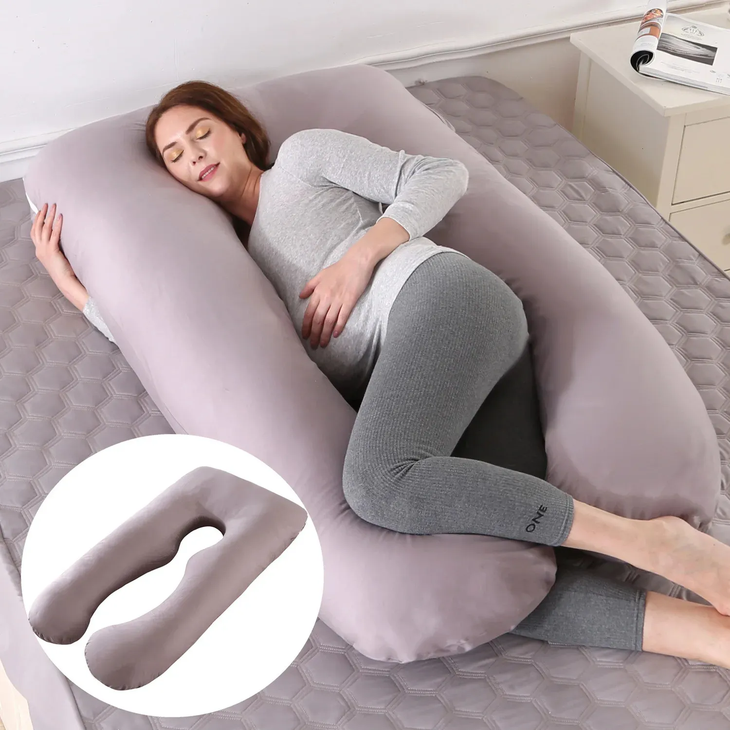 U Shaped Full Body Maternity Pillow Soft Pregnancy Pillow with Washable Cover for Side Sleepers Back Pain Relief and Maternity Support