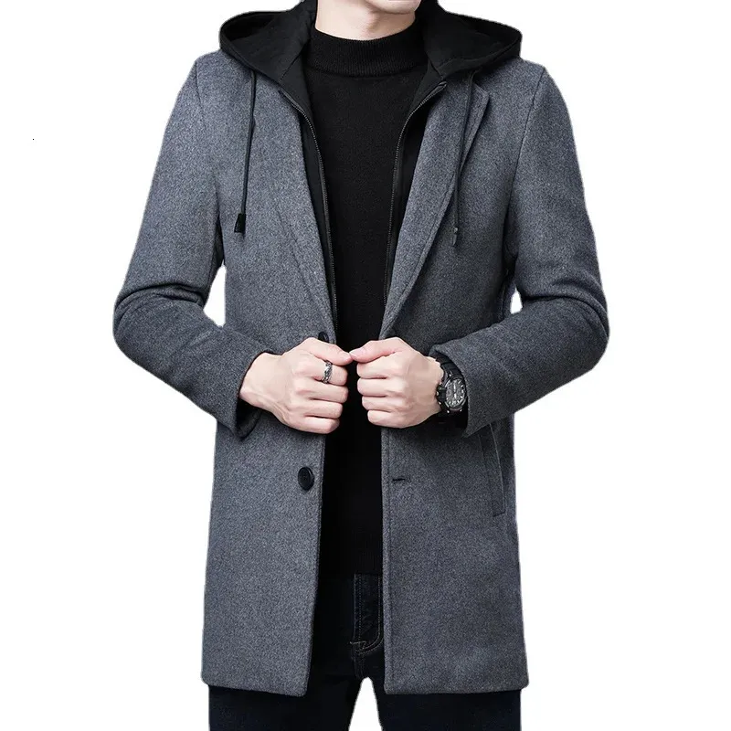 Gabardinas para hombres Ropa para hombres Gabardina de moda Espesar Chaqueta de lana para hombres Abrigo de longitud media Abrigo cálido de invierno Ropa masculina S-5XL 231101