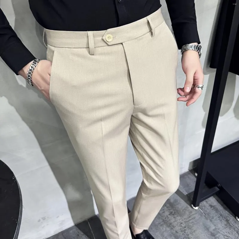 Men's Suits 40 42 Summer Ankle Length Business Dress Pants Men Casual Office Social Suit Pant Wedding Party Streetwear Trousers Clothing