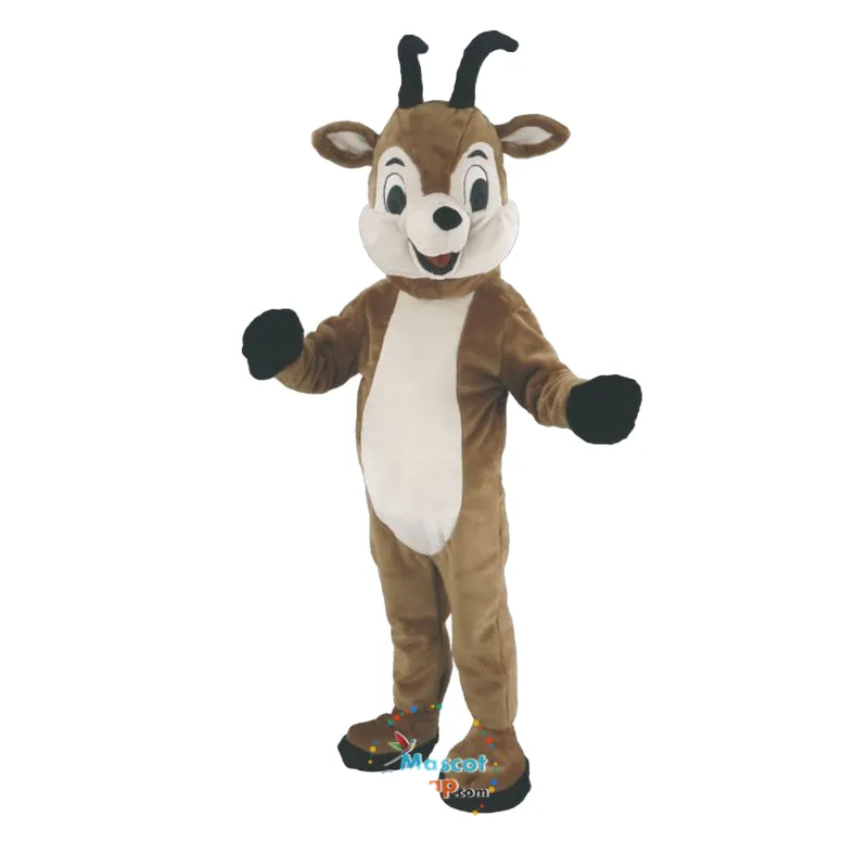 Costumes de mascotte de chamois heureux mignons de haute qualité professionnels, robe de soirée fantaisie de noël, tenue de personnage de dessin animé, taille adulte, carnaval, publicité de pâques