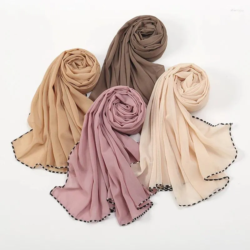 Sjaals Effen Kleur Wrap Sjaals Bubble Chiffon Moslimvrouw Hijab Mode Hoofddoek Strand Fourld Sjaal Effen Sport Sjaal Tulband