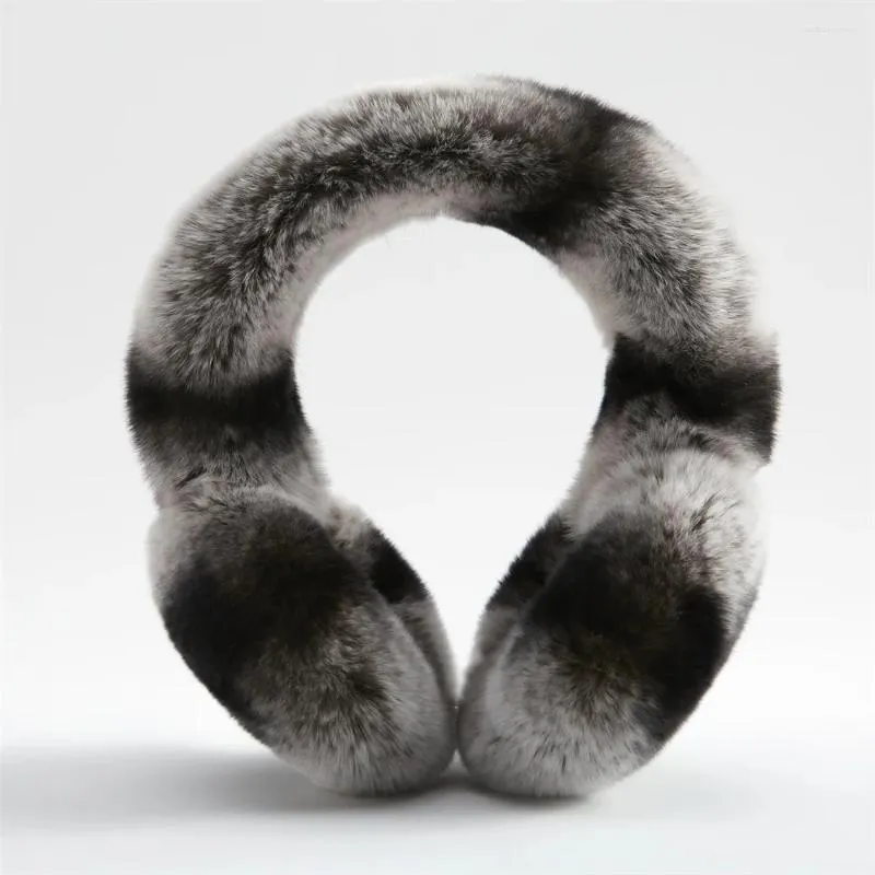 Berets 2024 Fashion Folding Rex Fur Earmuff Minimal White Warmth Woman Accessories Valentine's Day Gift For Wife