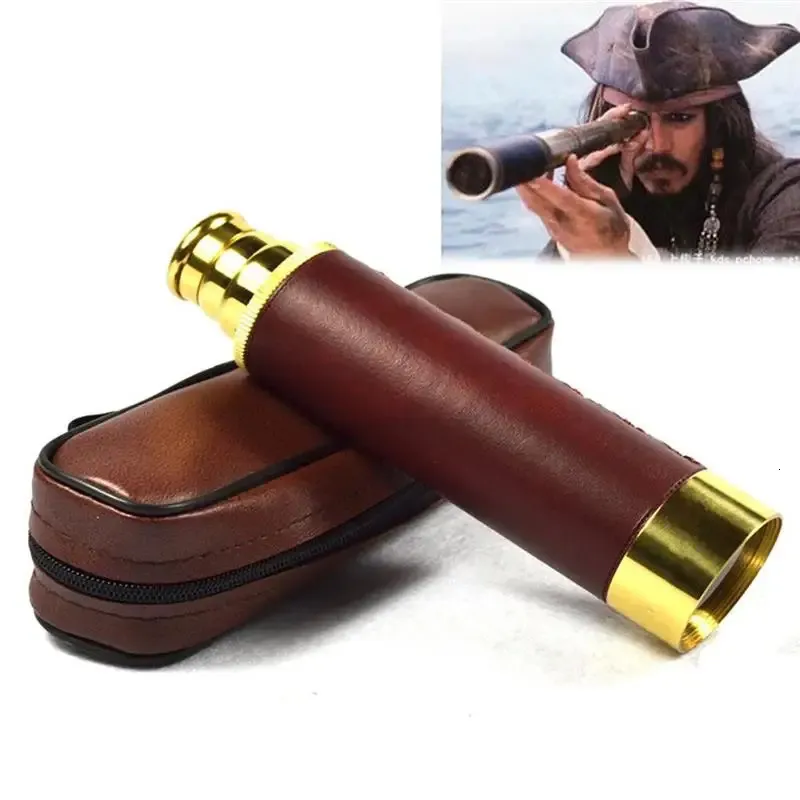 Monoculars Mini Telescope Brass Pirate Monocular 25x30 Collapsible Vintage for View Titta på spel Travel Handing Hunting Camping 231101