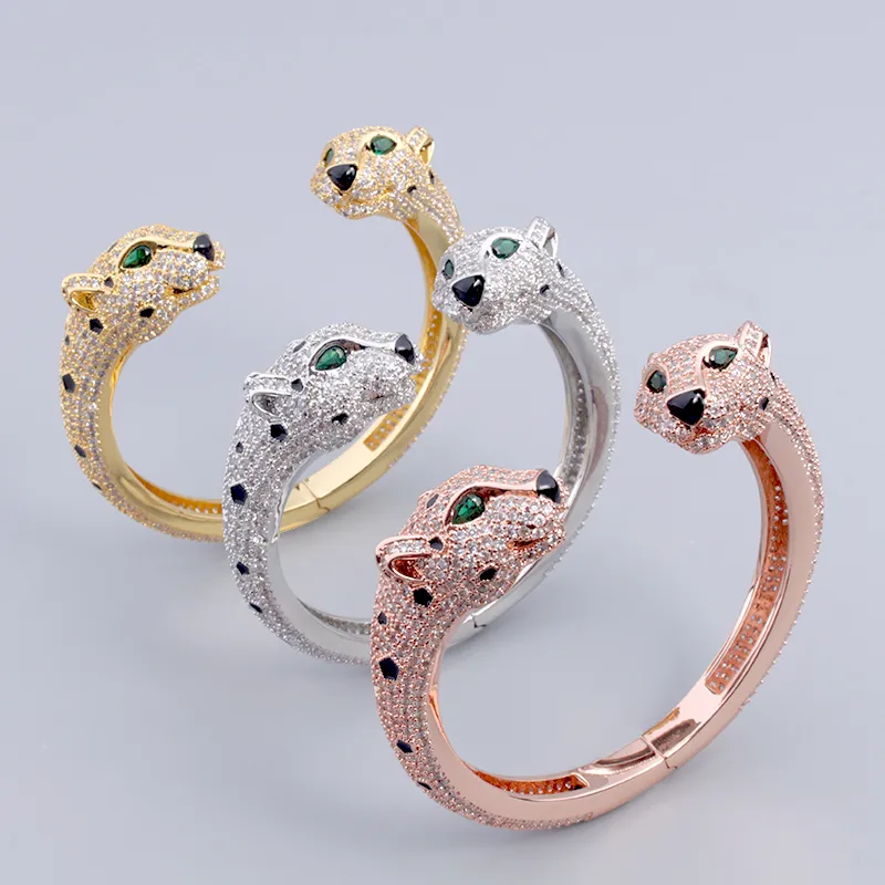 silver gold double-end leopard women's bangles bracelets designer mens jewelry high quality unisex Fashion Diamond Party Christmas Wedding gifts Holiday Birthday