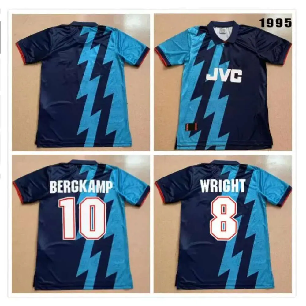 Qqq8 1995 Away Azul Retro Adams Wright Camisa de Futebol Bergkamp Merson Hartson Campbell Camisa de Futebol Uniformes Clássicos