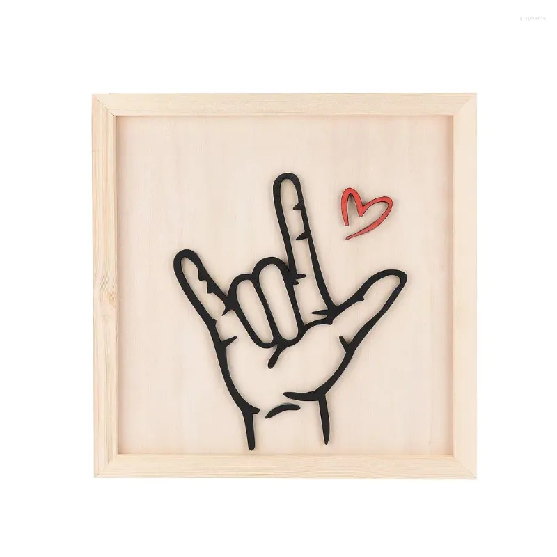 Articles de nouveauté pendentif décoration langue des signes je t'aime en bois artisanat créatif fond mur cadre photo