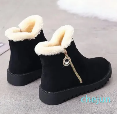 Boots Women's Winter Snow Warm Plush Cotton Shoes Fashion Ankle Wedge Casual Short