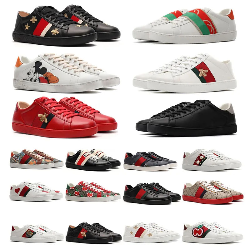 Modish Mens Womens Casual Shoes Bee Ace Sneakers Low Shoe Designer Sport Leather Trainer Tiger Brodered Red Green White Stripe Nice Jogging Sneaker