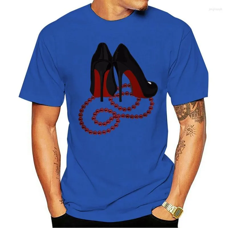 Męskie koszulki z krótkim rękawem 2023 czerwony dół czarne buty na obcasie naszyjnik z koralików T-Shirt bawełna Unisex kobiety 2Xl 18Xl Tee