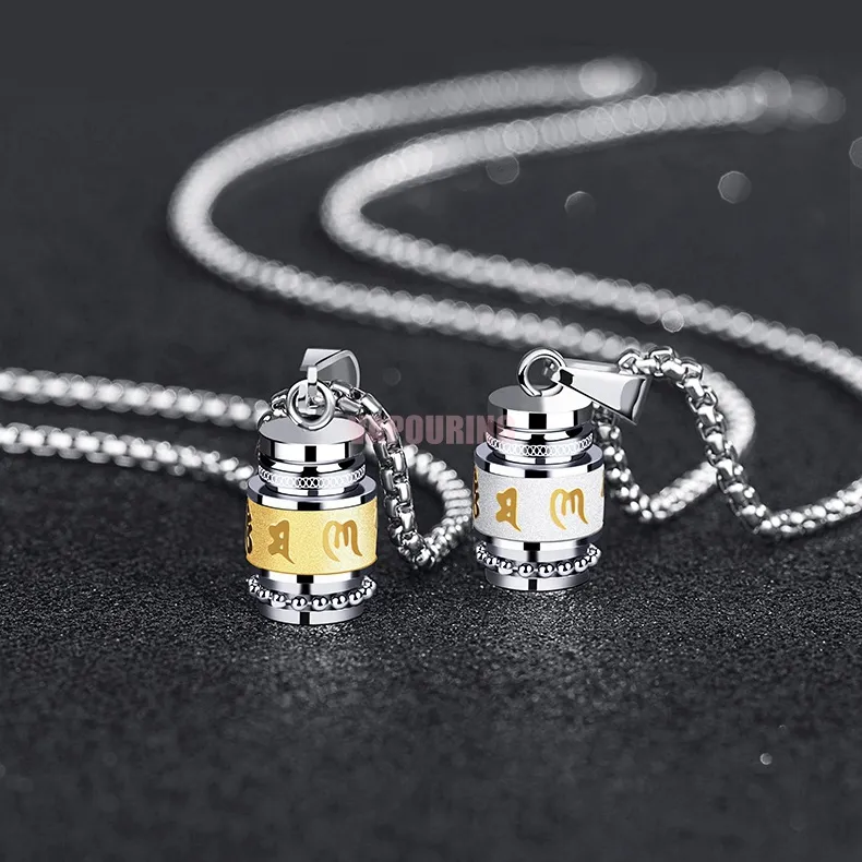 Collana con pendente in acciaio inossidabile per fumatori in oro argento Collana con ciondolo in acciaio inossidabile mini sigillo portatile Contenitore per tabacco da fiuto Pillola Spice Miller Custodia per tabacco Pillola Stash Box Holder DHL