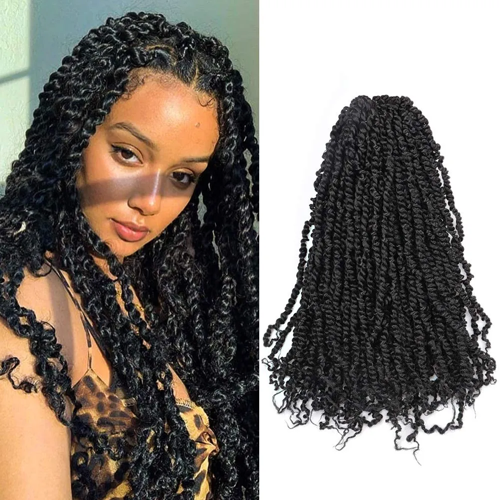 18 pouces Afro Passion Twist Cheveux Organic Passion Pre-Twisted Curly Hair Handmade Mandmade Twist Crochet Braid Hair