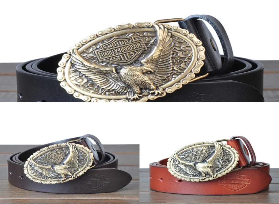 Head Men's Belt Fashion Versatile Leather Copper Buckle Motorcycle Men CZNR5907380