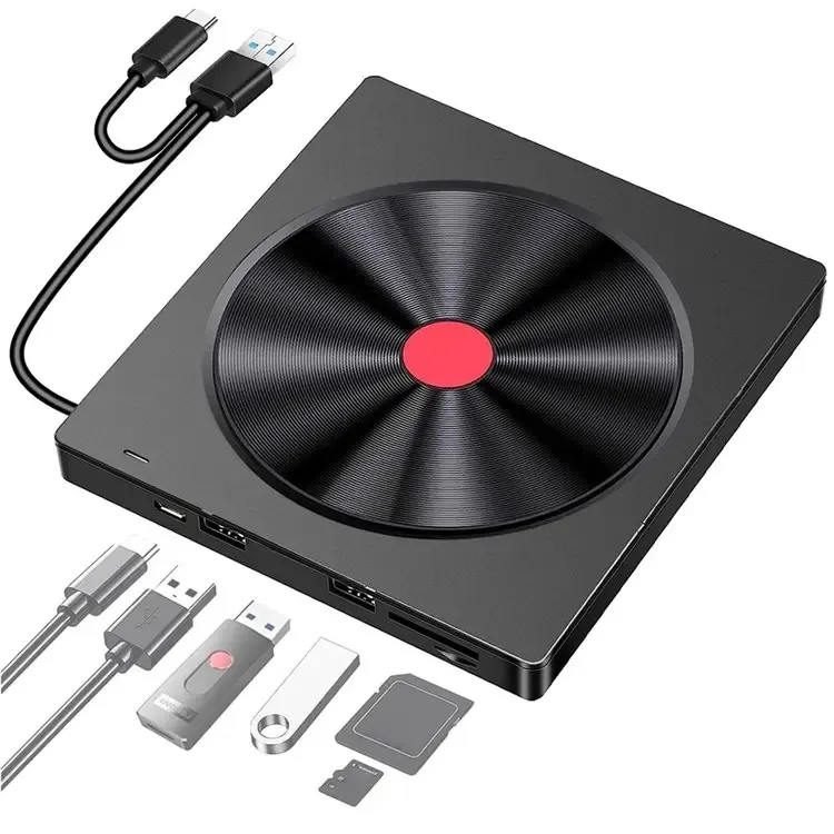 052 متعدد الوظائف DVD-RW مسجل PC محرك بصري خارجي USB + Type-C DVD Burner Resplable SD / TF