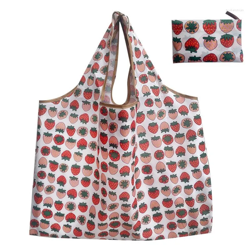 Storage Bags Ladies Foldable Eco-Friendly Shopping Bag Tote Reusable Grocery Cartoon Printing