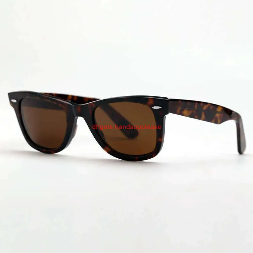 Rays Bans Classic Marke Wayfarer Luxus quadratische Sonnenbrille Männer Acetatrahmen Ray schwarze Gläser Sonnenbrille für Frauen UV400 Schildpattfarbe mit Boxtuch 2140 350