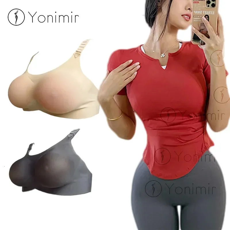 600g/36B Full Silicone Breast Forms False Bosom Dark Skin + Wear Bra Cross  Dress