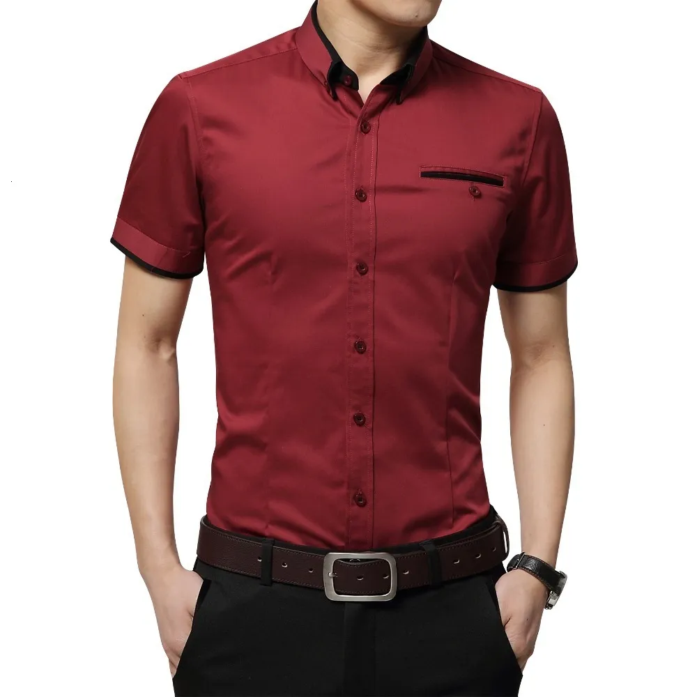 Chemises décontractées pour hommes Arrivée Marque Chemise d'affaires d'été pour hommes Manches courtes Col rabattu Chemise de smoking Hommes Chemises Grande taille 5XL 230331