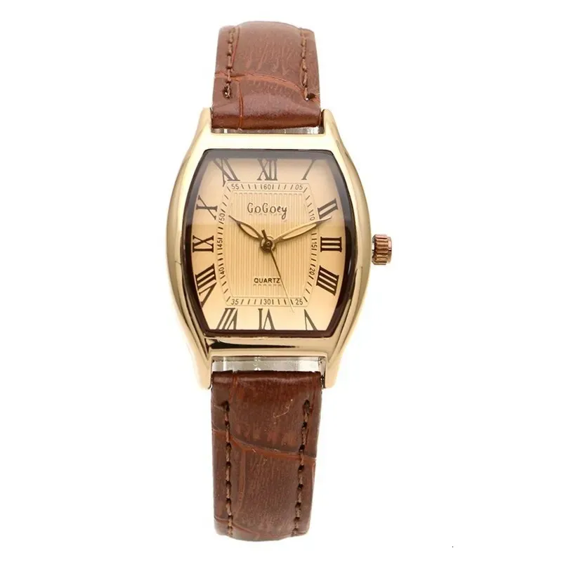 Dameshorloges Retro Bruin Dames Kwaliteiten Kleine Dames Horloges Vintage Lederen Armband Horloge Modemerk Vrouwelijke Gratis 231101