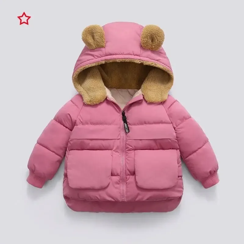 Coucher down bébé fille laine épaisse ours veste à capuche veste hiver