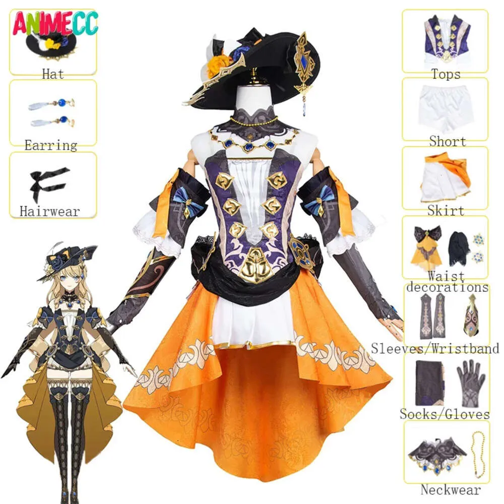 Navia cosplay genshin impacto cos traje com chapéu peruca fontaine steampunk vestido roupas de festa de halloween para meninas cosplay