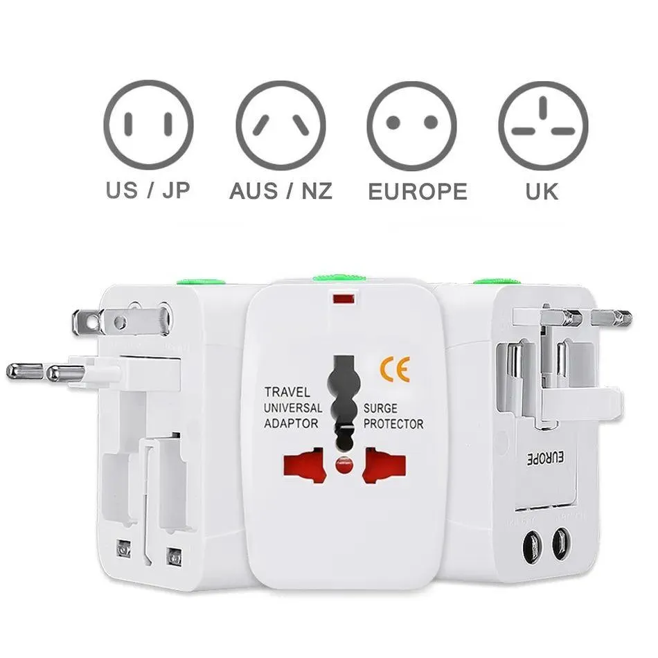 Adaptador de tomada de energia carregador de parede de viagem para protetor contra surtos internacional eua reino unido ue au ac drop delivery baterias eletrônicas dhctf