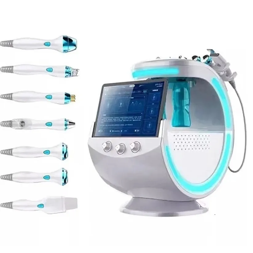 Ice Blue Hydrafacials Dermoabrasione facciale 7 in 1 Macchina per la pulizia dell'acqua detergente per il sollevamento della pelle con dispositivo per l'uso della spa con analizzatore della pelle