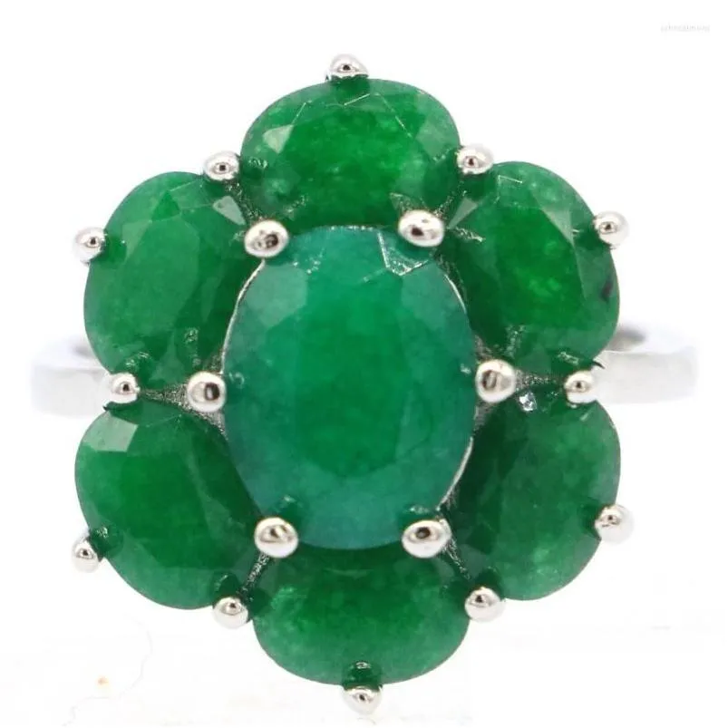 حلقات الكتلة Rings Rings 20x17mm Shecrown Real Green Emerald Red Ruby 925 Sterling Sier Ring for Women Fashion Jewel Dhgarden Dhoub
