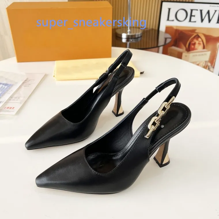 Designer Shoes Women's High Heeled Sandals New Fashion Leather Office Slippers Sexy Party wedding Shoes with Pointed Toe Size 35-42