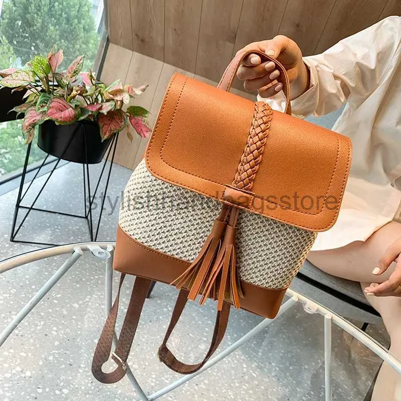 Backpack Style Other Bags Fasion Women's Turf Backpack Willow Backpack Summer Beach Bag Pu Leather Travel Bagstylishhandbagsstore