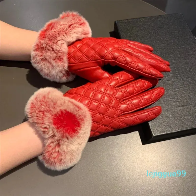 Moda bayan eldivenleri rex tavşan kürk ağız kırmızı eldiven