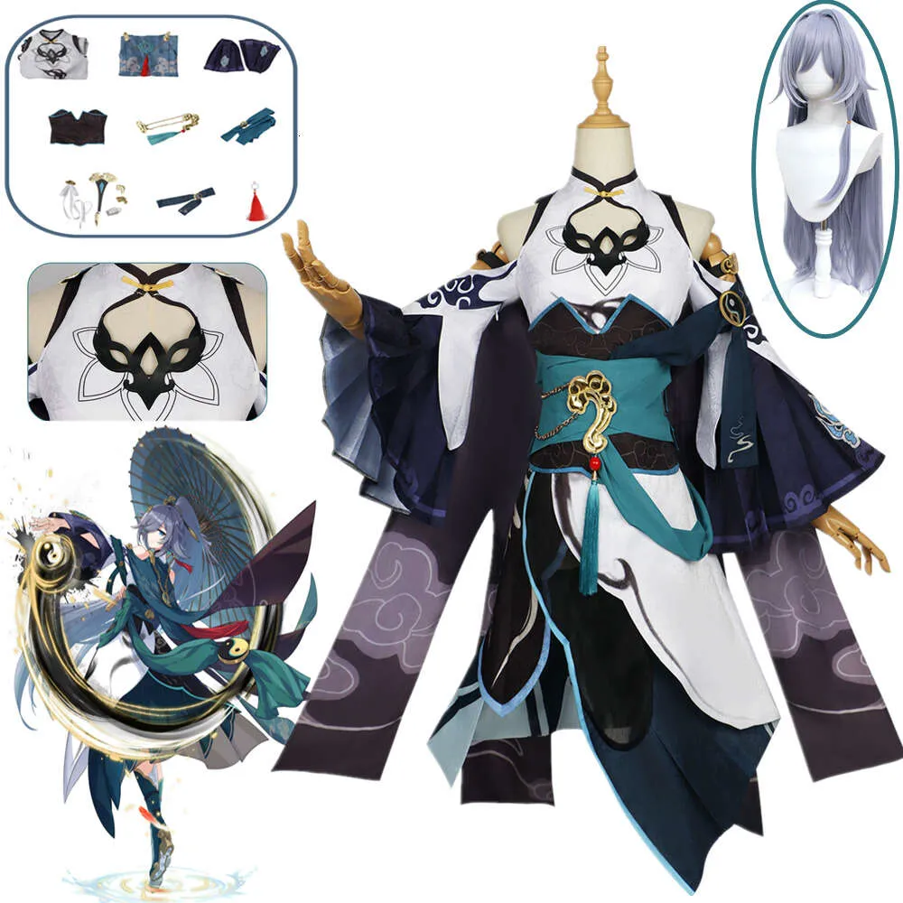 Game Honkai Impact 3 Fu Hua Costume Anime Cosplay Outfits Fuhua kjol huvudbonad halsband Halloween kostymer för kvinnor cosplay