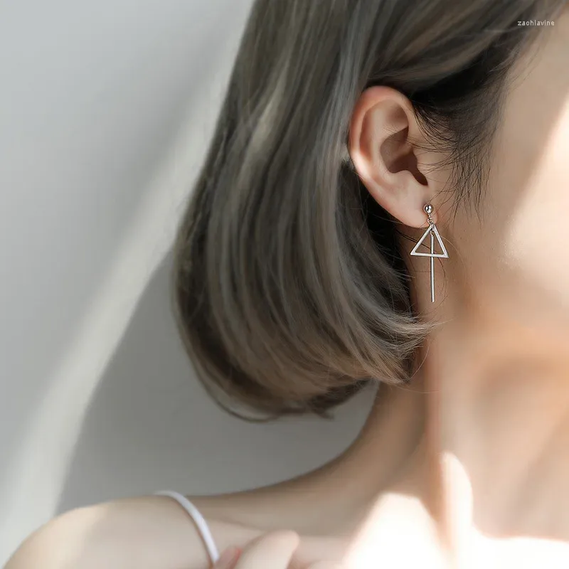 Dangle Earrings Simple Personality Japanese Korean Long One-word Stick Triangle Round Geometric Women Jewelry