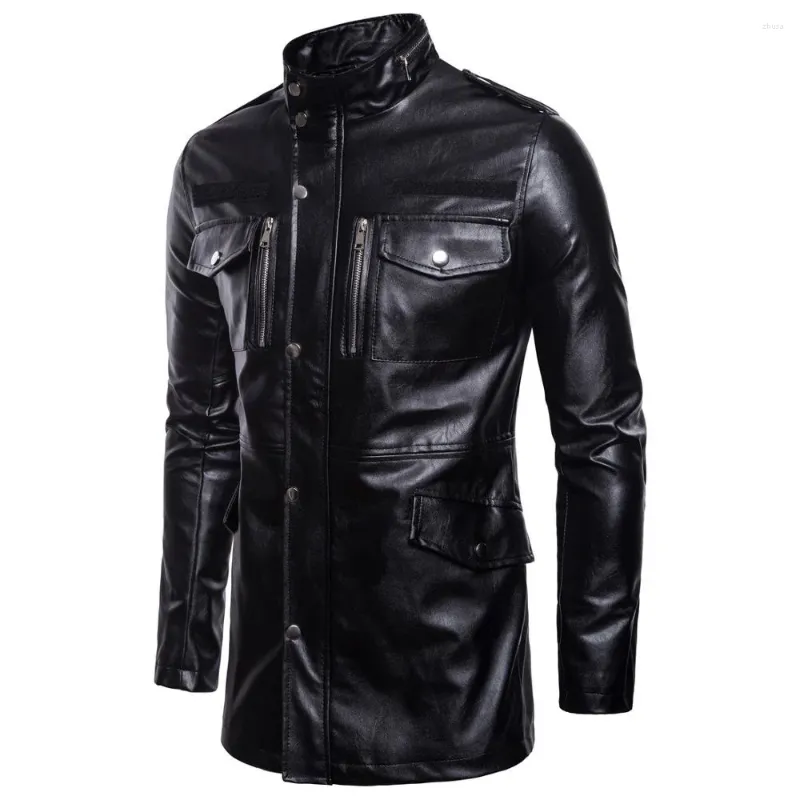 Vestes pour hommes de haute qualité pardessus rue coupe-vent manteau en peluche hommes en cuir locomotive fourrure vêtements PU veste décontractée longue