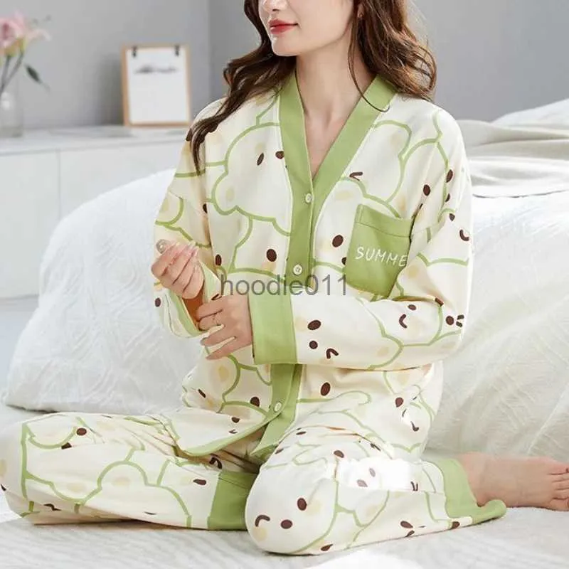 Dames Slaap Lounge Lente Herfst Kimono Damespyjama Sets Grappige Pjs Cartoon Nachtkleding Stippen Homewear Meisje Pijamas jer Pyjama 3XL Mode L231102