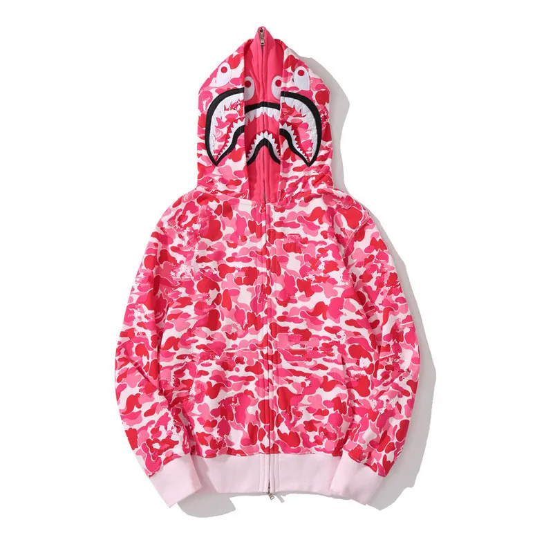 Unisex Oversized Cotton Shark Hoodie, Leopard Pattern, Long Sleeve
