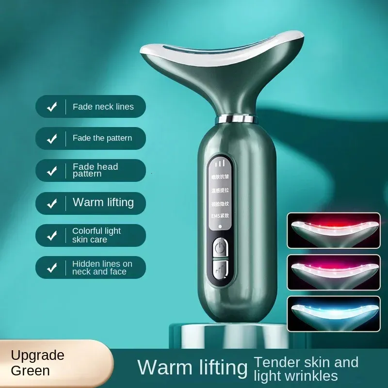 Ansiktsvårdsanordningar Nackmassager Lyft 3 färger LED P On Therapy Skin Draw Minska Double Chaint Beauty Instrument 231102