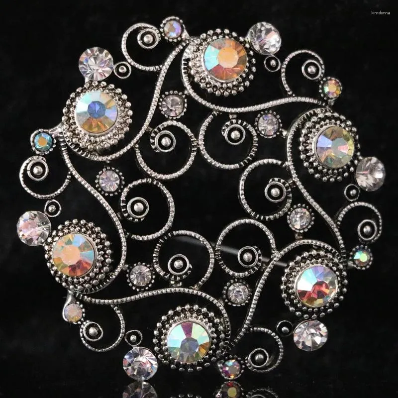 Broszki swobodne/sportowe prezenty dla kobiet akcesoria Duże srebrne kolory okrągłe broszka kryształowe styki modowe biżuteria B1218