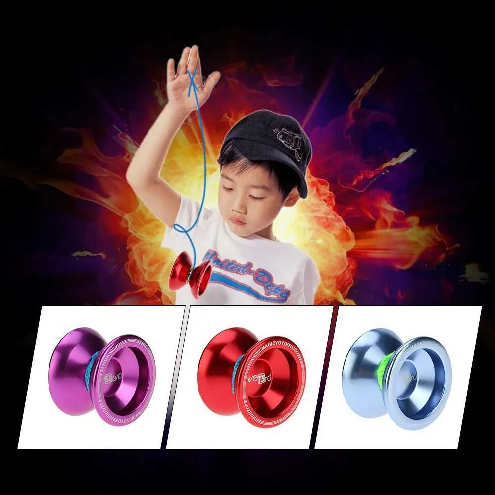 Yoyo professionnel magique Yoyo jouet insensible yoyo T5 Overlord en alliage d'aluminium métal Yoyo 8 roulement à billes KK avec ficelle pour enfants jouetsL231102