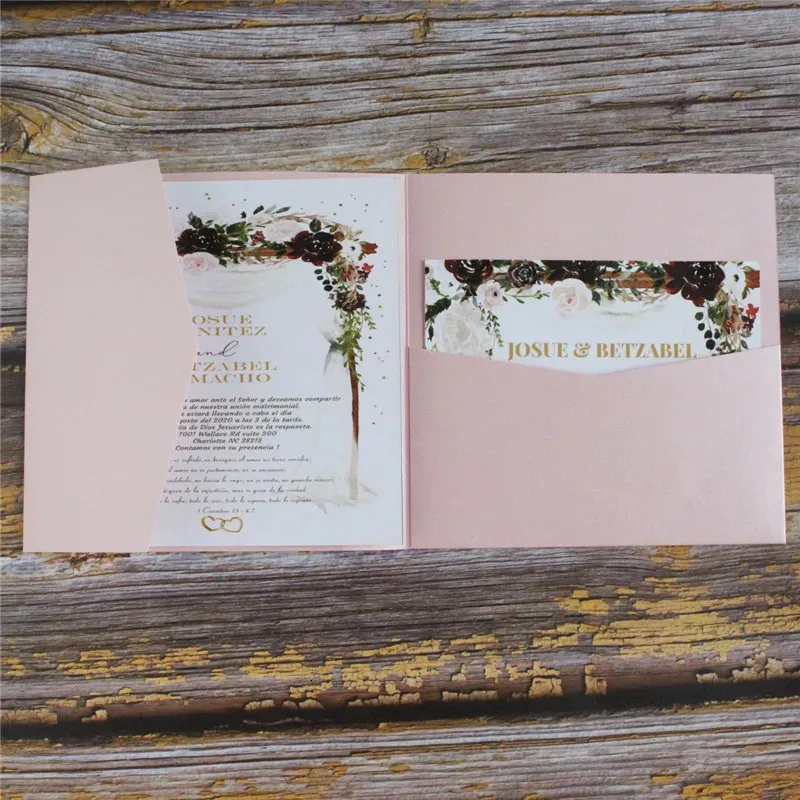 Gratulationskort solida bröllopskort inbjudningar ficka med kuvert sockerfärger anpassade insatskort som skriver ut 50 st 231102