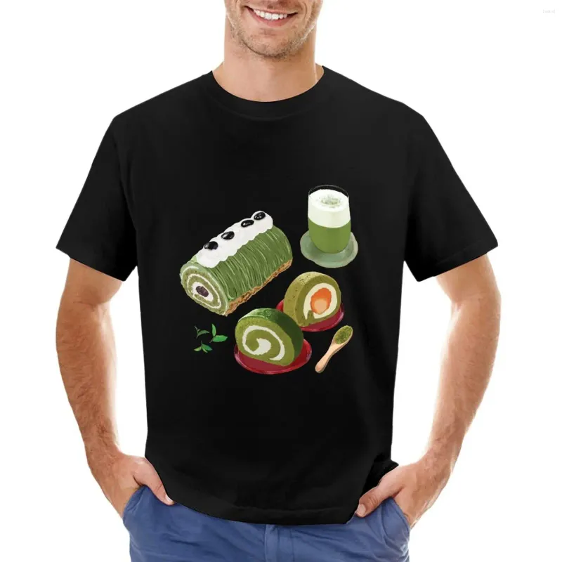 Débardeurs pour hommes Assortiment de desserts matcha - Latte vert et gâteaux roulés T-shirt Garçons T-shirts Hommes Casual Élégant