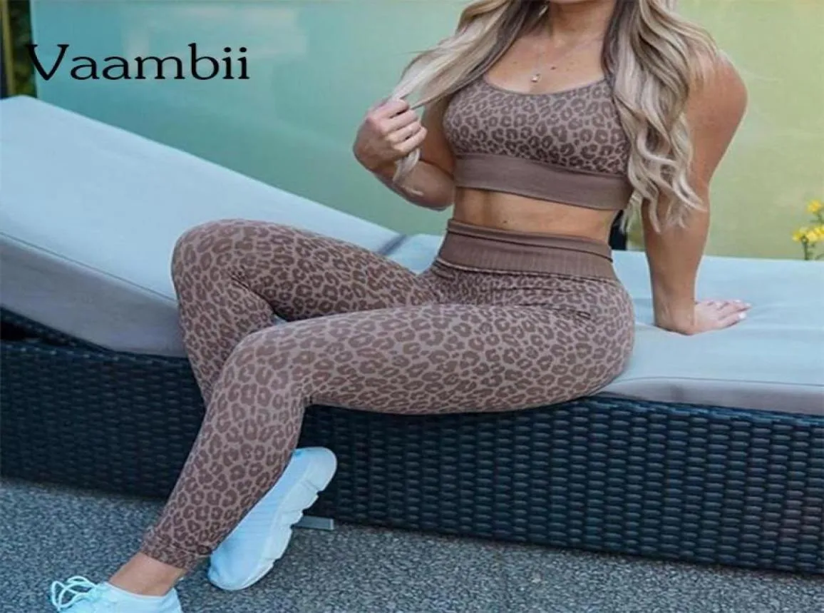 Women039S Leopard sömlös fitness kostym sport gymmet träning kläder för kvinnor träning 2 stycke set yoga set womens outfits9968859