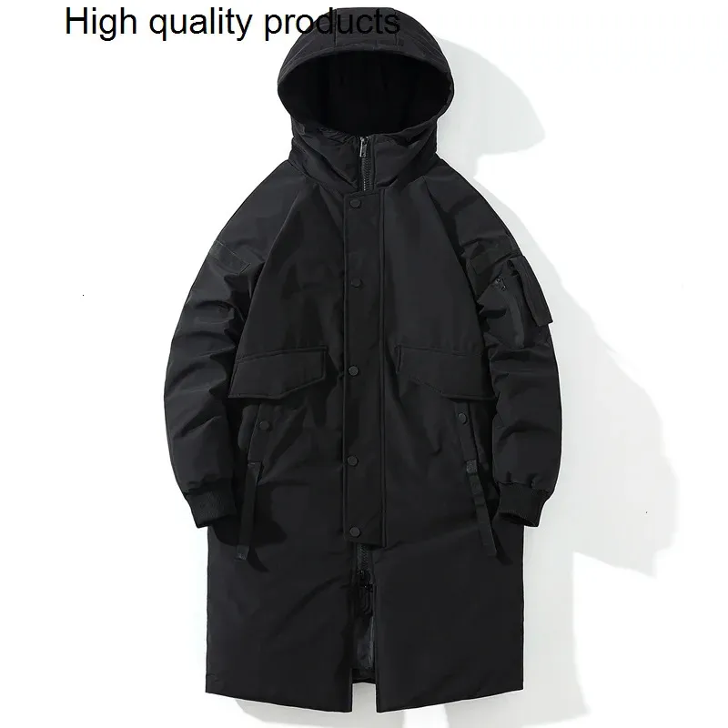 Homens para baixo parkas casaco longo inverno algodão acolchoado jaqueta masculina com capuz oversize homem outerwear moda solta grosso casacos quentes 231101