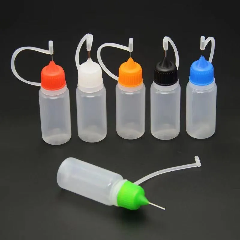 Naaldfles Plastic naaldfles voor vloeistof met kleurrijke dop Tip 5 ml 10 ml 15 ml 20 ml 30 ml 50 ml Lege fles Mqber