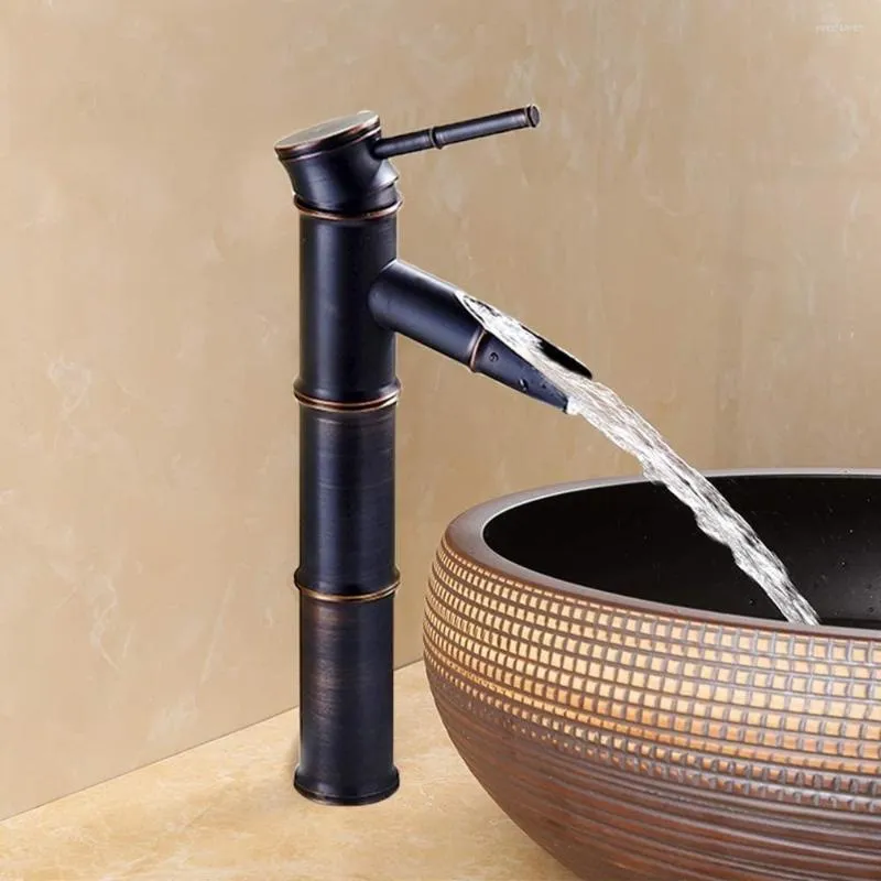 Grifos Para Lavabo De Bano Bronce Antiguo Cobre Completo Bambu Cocina Montada En Cubierta Grifo Para Lavabo Boca Rota 3 Juntas Negro De 56 19 DHgate