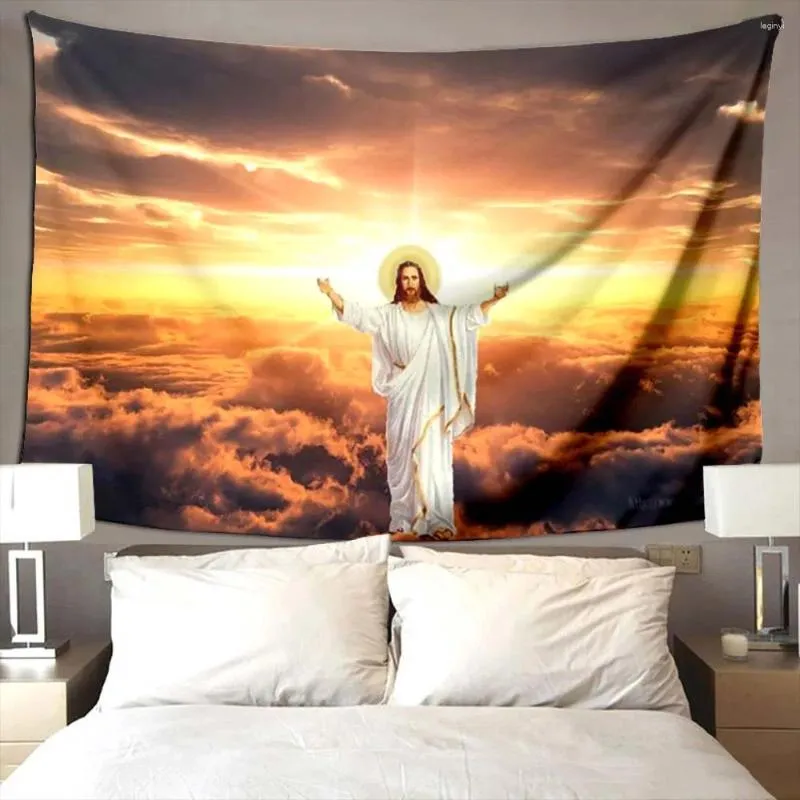 Tapisseries Jésus Tapisserie Christianisme Pour Chambre Mur Appartement Suspendu Bienheureux Cadeaux Chrétiens Salon Décoration Femmes Hommes