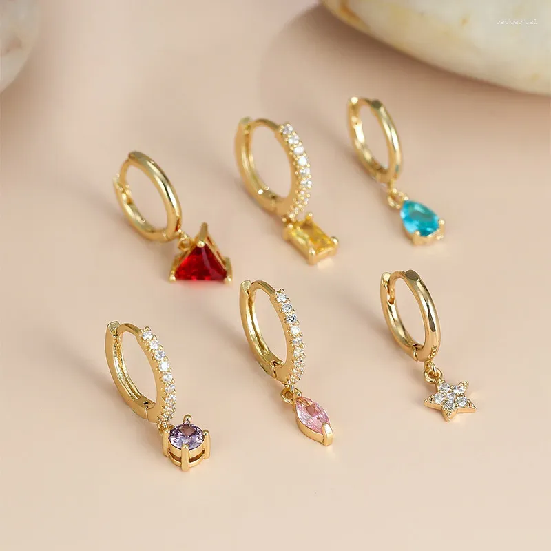 Kolczyki obręcze 6pcs żeńska kryształowy geometria Zestaw Zestaw Trend Gold Kolor for Women Charm Creakon Stone Earring