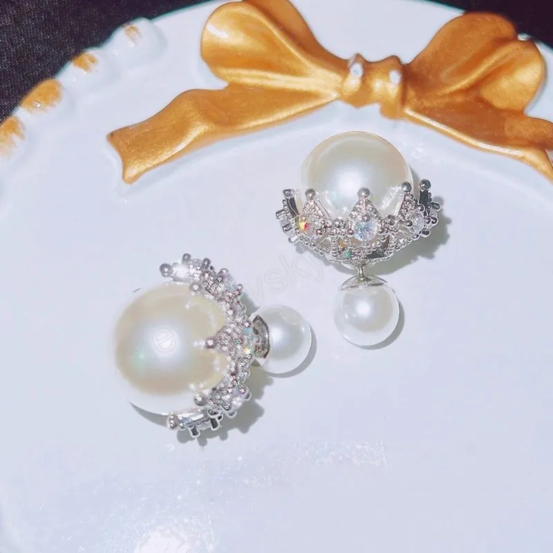 Brincos de pérolas de pérolas de casamento de moda de luxo para mulheres briças de festas de banquete de banquetes Presente de aniversário requintado